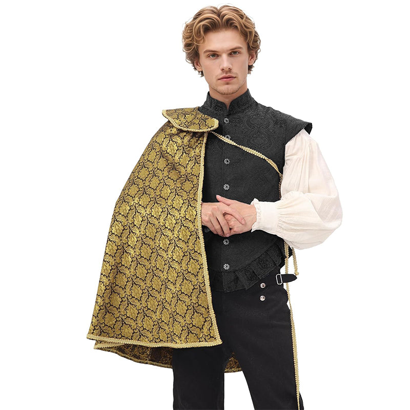Men Women Medieval Renaissance Tudor Half Shoulder Cape King Cloak Cosplay Costume Cloak