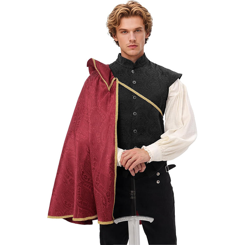 Men Women Medieval Renaissance Tudor Half Shoulder Cape King Cloak Cosplay Costume Cloak
