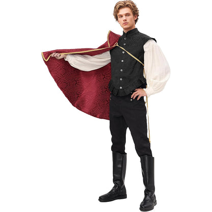 Men Women Medieval Renaissance Tudor Half Shoulder Cape King Cloak Cosplay Costume Cloak