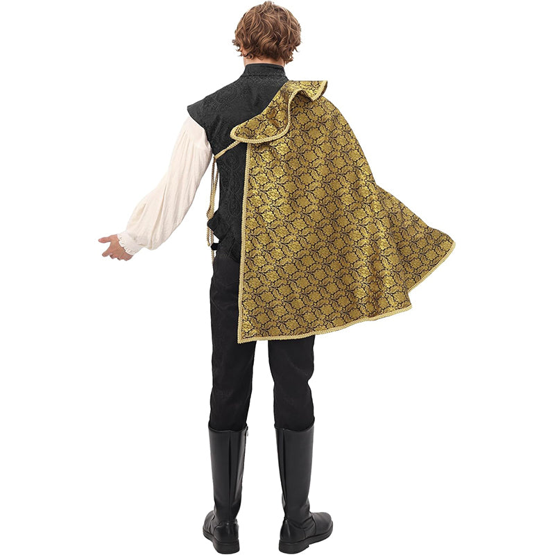 Men Women Medieval Renaissance Tudor Half Shoulder Cape King Cloak Cosplay Costume Cloak