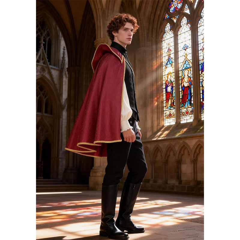 Men Women Medieval Renaissance Tudor Half Shoulder Cape King Cloak Cosplay Costume Cloak