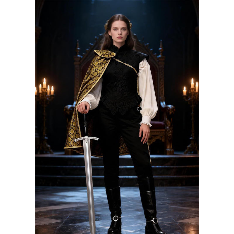 Men Women Medieval Renaissance Tudor Half Shoulder Cape King Cloak Cosplay Costume Cloak