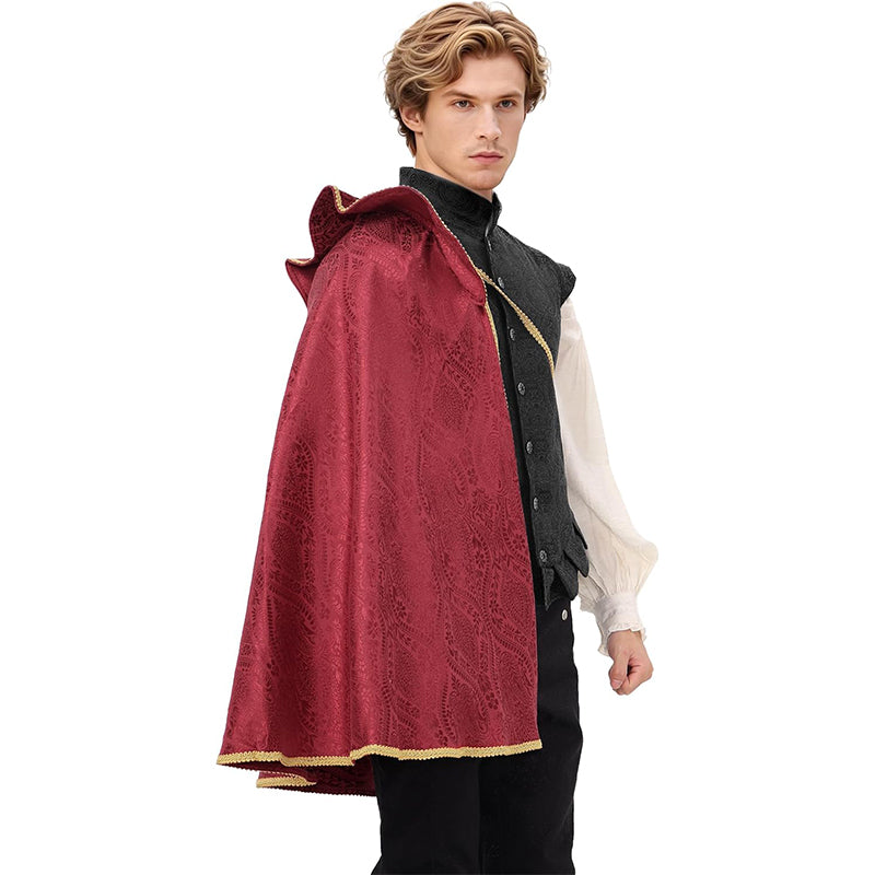 Men Women Medieval Renaissance Tudor Half Shoulder Cape King Cloak Cosplay Costume Cloak