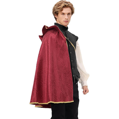 Men Women Medieval Renaissance Tudor Half Shoulder Cape King Cloak Cosplay Costume Cloak