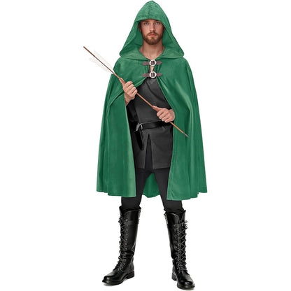 Men Women Medieval Velvet Hooded Cloak Renaissance Cape With Hood Costume Accessories For Halloween Party