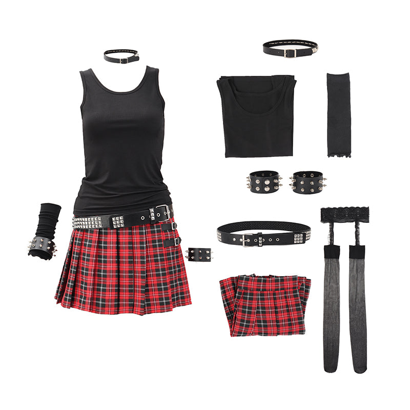 Nana Osaki Cosplay Costume with Accessories Punk Full Set Outfits for Halloween Party