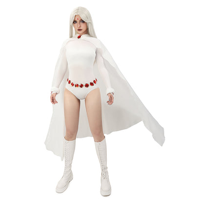 Raven Cosplay Costume Suit White Cape Women Jumpsuit Waist Chain US Size