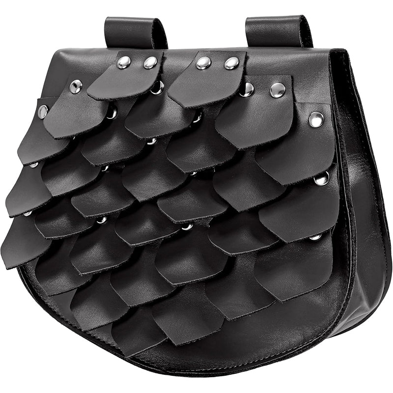 Renaissance Belt Pouch Medieval Faux Leather Scale Waist Bag LARP Costume Accessories