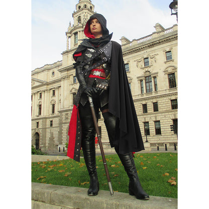 Renaissance Half Shoulder Cape Medieval Steampunk Shawl with Belt LARP Costume For Halloween Party