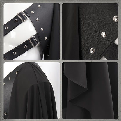 Renaissance Half Shoulder Cape Medieval Steampunk Shawl with Belt LARP Costume For Halloween Party