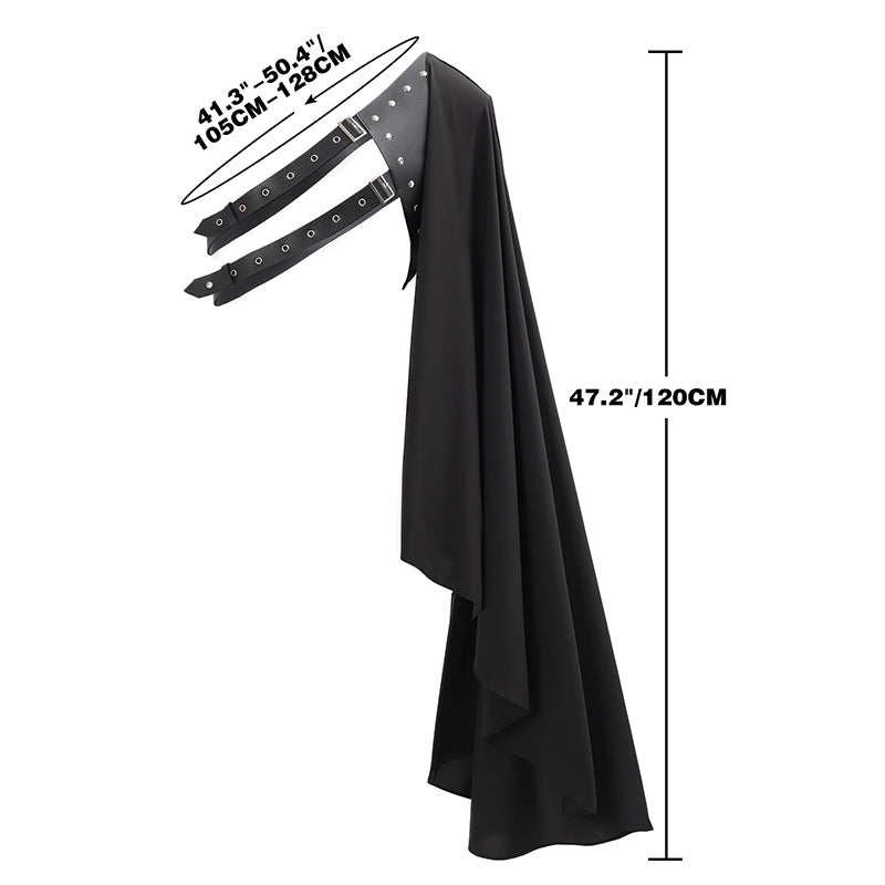 Renaissance Half Shoulder Cape Medieval Steampunk Shawl with Belt LARP Costume For Halloween Party