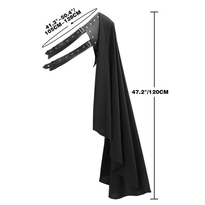 Renaissance Half Shoulder Cape Medieval Steampunk Shawl with Belt LARP Costume For Halloween Party