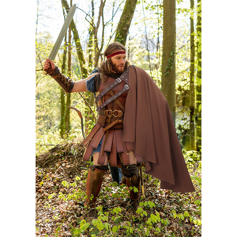 Renaissance Half Shoulder Cape Medieval Steampunk Shawl with Belt LARP Costume For Halloween Party