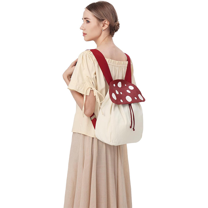 Renaissance Mushroom Backpack Lightweight Drawstring Canvas Bag Ren Faire Larp Costume Accessories