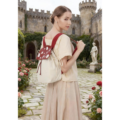 Renaissance Mushroom Backpack Lightweight Drawstring Canvas Bag Ren Faire Larp Costume Accessories