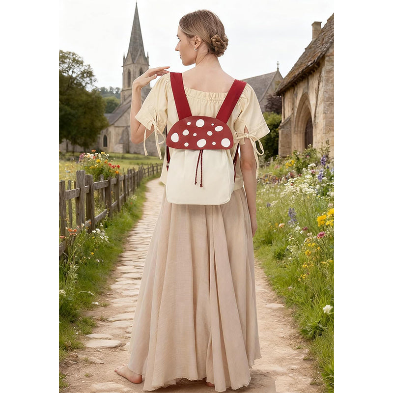Renaissance Mushroom Backpack Lightweight Drawstring Canvas Bag Ren Faire Larp Costume Accessories