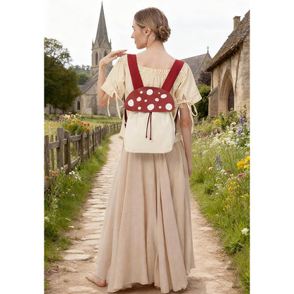 Renaissance Mushroom Backpack Lightweight Drawstring Canvas Bag Ren Faire Larp Costume Accessories