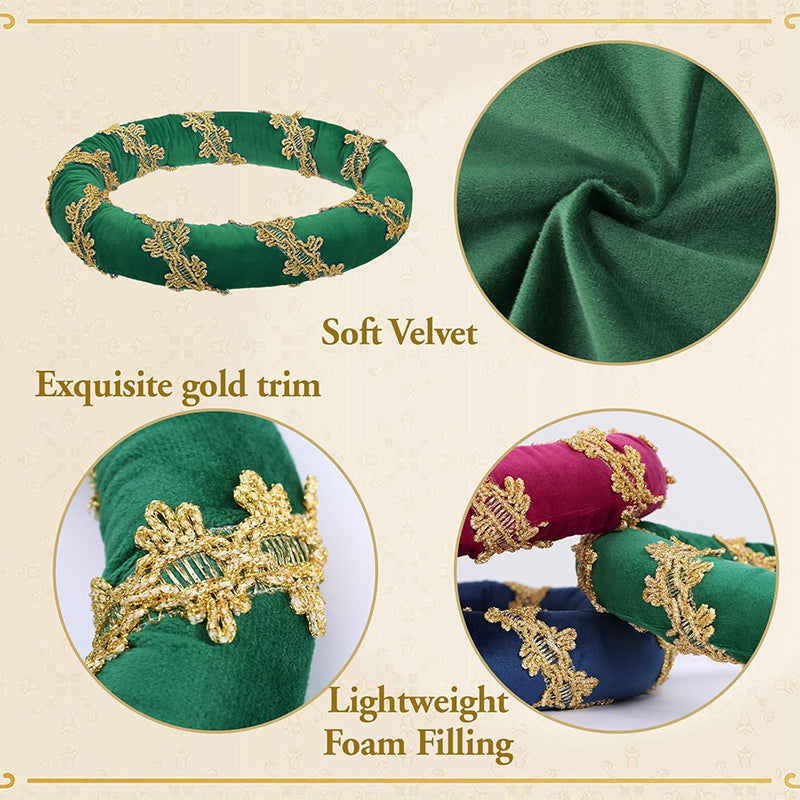 Renaissance Padded Roll Chaplets Velvet Coif Cap Medieval Headwear Headpiece Hat Bourrelet With Gold Trim For Daily Wear Party Christmas