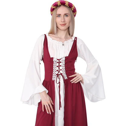 Renaissance Padded Roll Chaplets Velvet Coif Cap Medieval Headwear Headpiece Hat Bourrelet With Gold Trim For Daily Wear Party Christmas