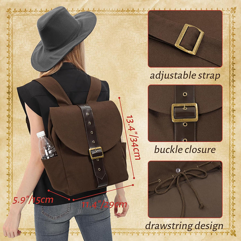 Renaissance Vintage Canvas Bag Medieval Travel Rucksack Backpack Costume Accessories Bag