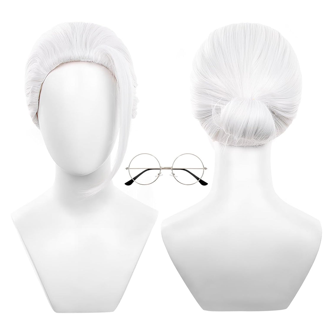 Sakamoto Cosplay Wig White Hair with Glasses for Halloween Party