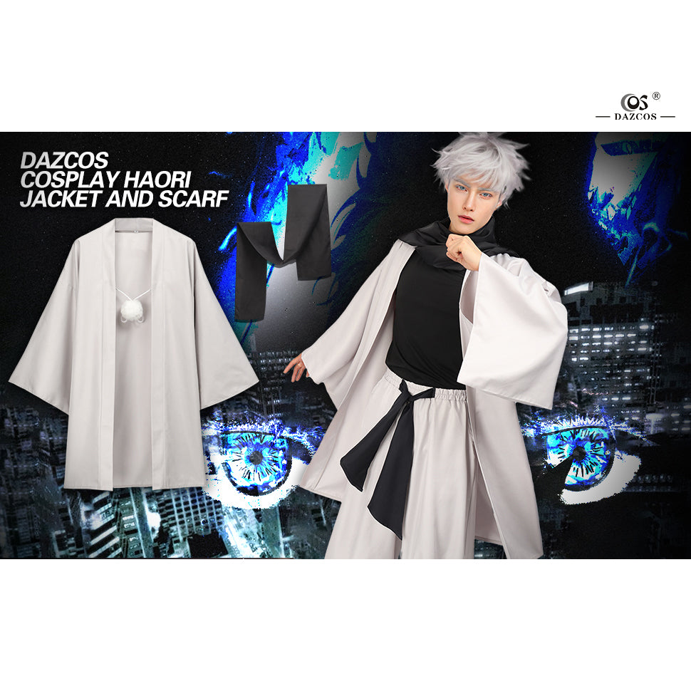 Satoru Cosplay Haori Kimono Jacket Men with Scarf Satoru Costume Adult Outfits Japan Kimono Comic-Con Carnival Clothing