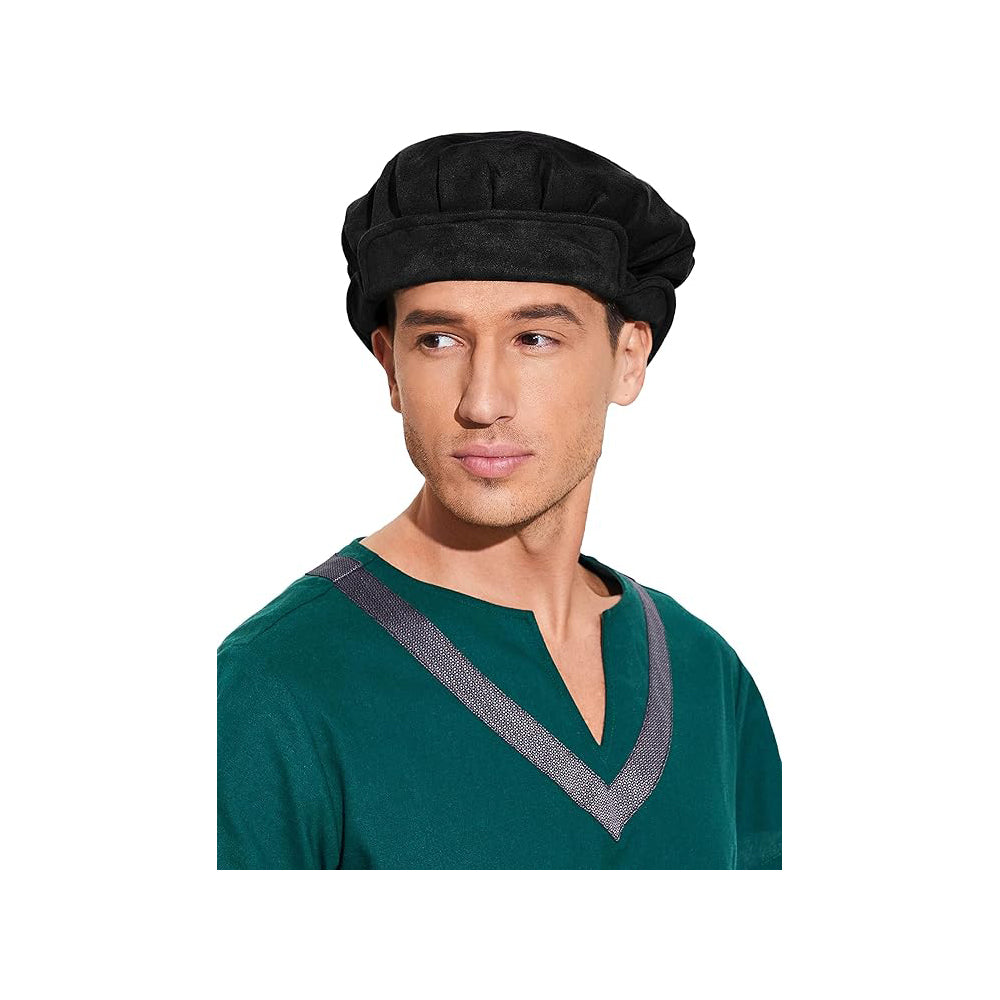 Soft Suede Medieval Hat Beret Renaissance Festival Cap for Men Women Ren Faire Costume Accessories
