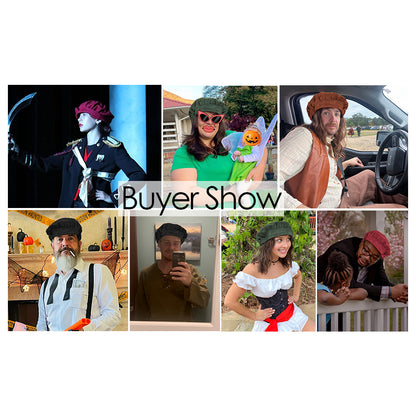 Soft Suede Medieval Hat Beret Renaissance Festival Cap for Men Women Ren Faire Costume Accessories