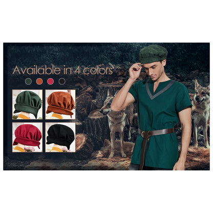 Soft Suede Medieval Hat Beret Renaissance Festival Cap for Men Women Ren Faire Costume Accessories
