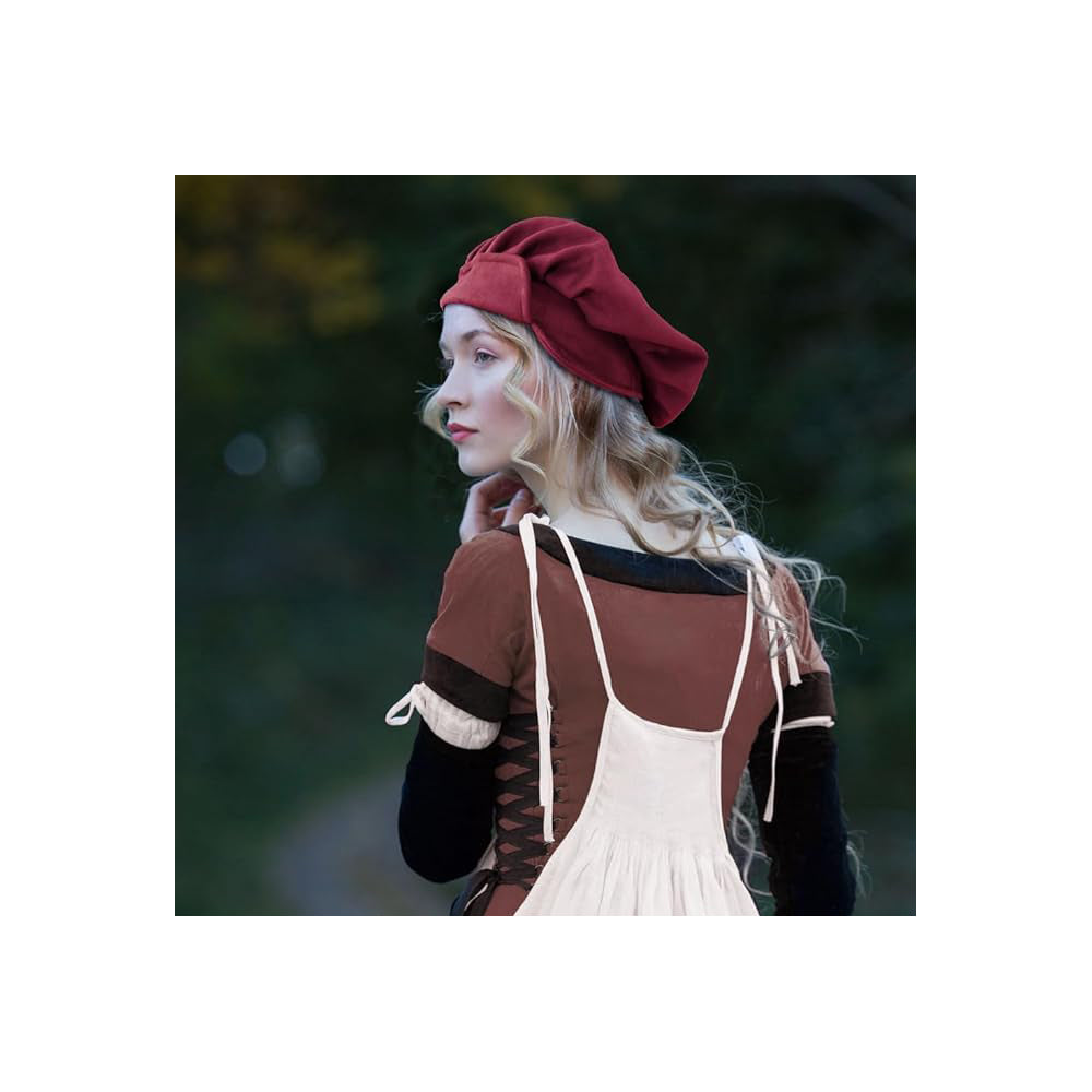 Soft Suede Medieval Hat Beret Renaissance Festival Cap for Men Women Ren Faire Costume Accessories