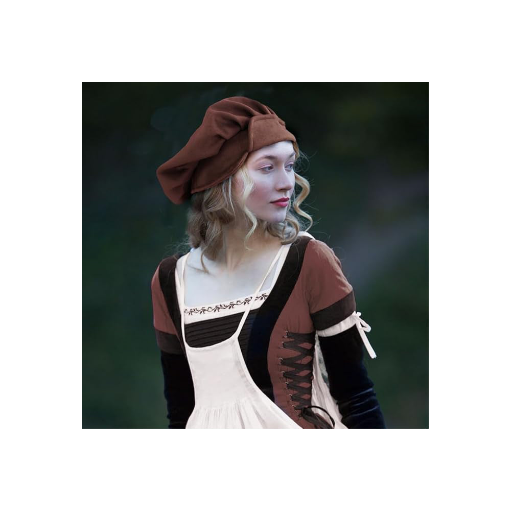 Soft Suede Medieval Hat Beret Renaissance Festival Cap for Men Women Ren Faire Costume Accessories