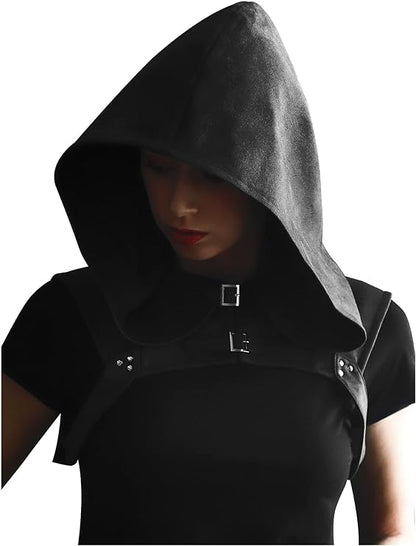 Steampunk Rogue Cowl Hat Faux Suede Medieval Gothic Cape Cosplay Accessories