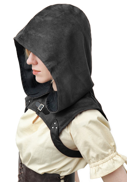 Steampunk Rogue Cowl Hat Faux Suede Medieval Gothic Cape Cosplay Accessories
