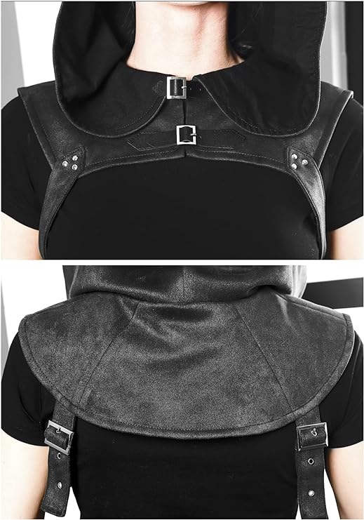 Steampunk Rogue Cowl Hat Faux Suede Medieval Gothic Cape Cosplay Accessories