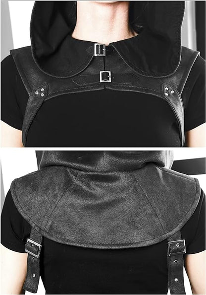 Steampunk Rogue Cowl Hat Faux Suede Medieval Gothic Cape Cosplay Accessories