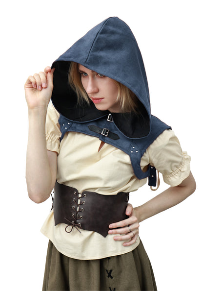 Steampunk Rogue Cowl Hat Faux Suede Medieval Gothic Cape Cosplay Accessories