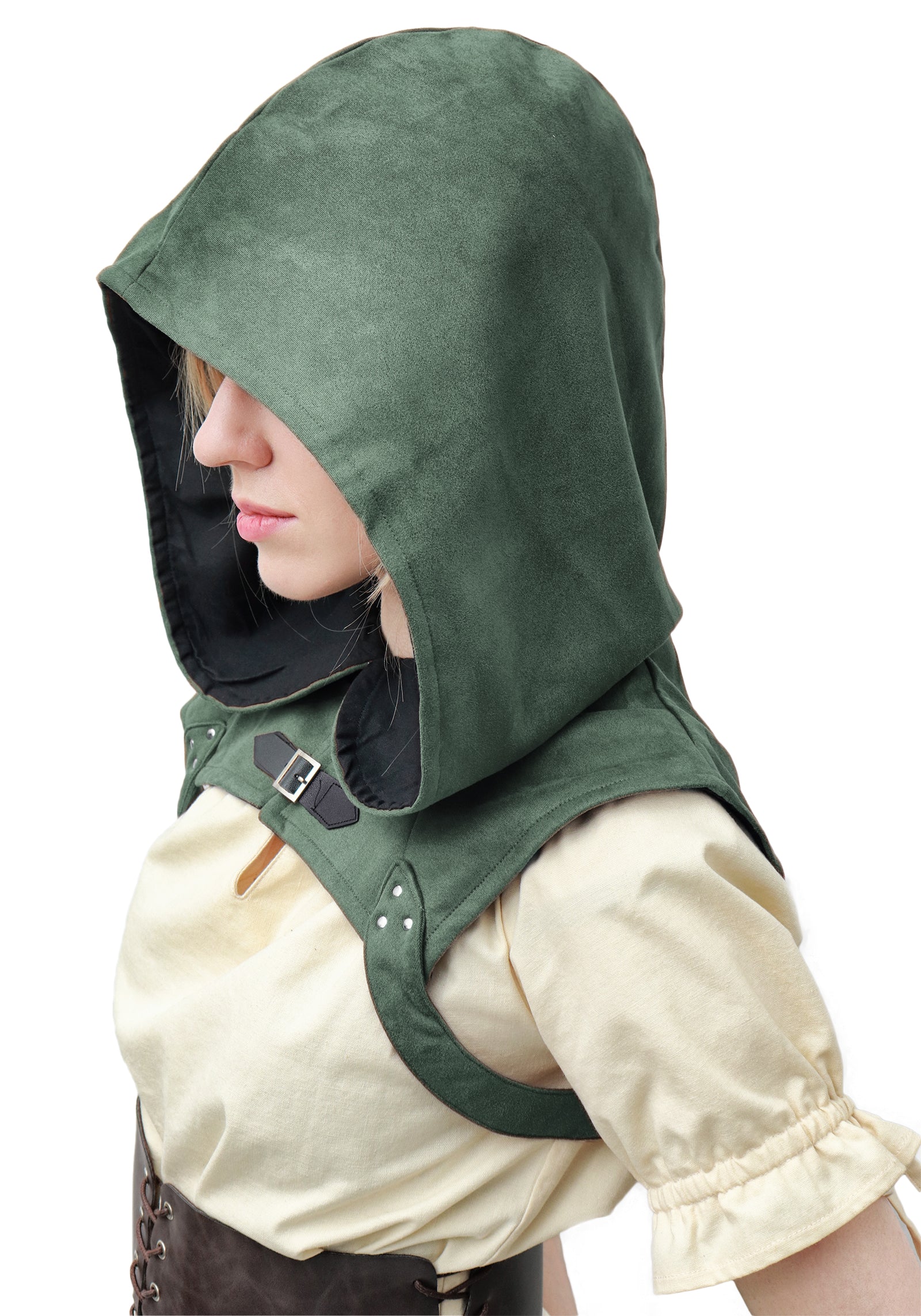 Steampunk Rogue Cowl Hat Faux Suede Medieval Gothic Cape Cosplay Accessories