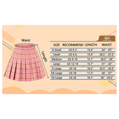 Women Plaid Skirt With Shorts High Waist Pleated Skater Skirts Schoolgirl Skirt