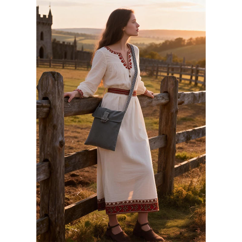Unisex Medieval Shoulder Bag Renaissance Crossbody Handbag With Braid Shape Strap Waist Pack Pouch Cosplay Costume Accessories