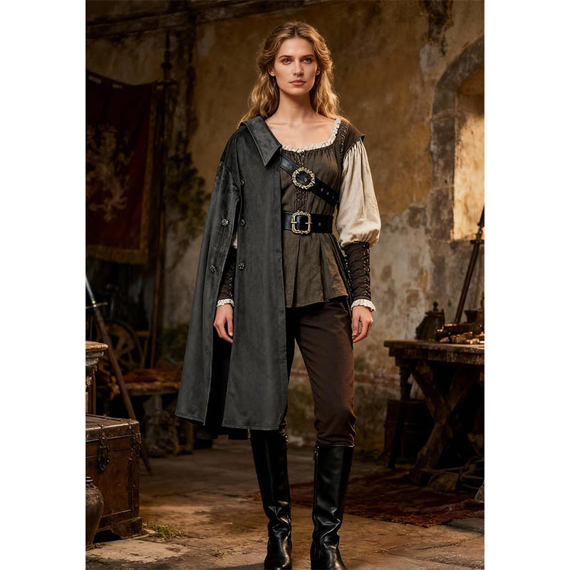 Unisex Medieval Renaissance Half Shoulder Cape Shawl Knight Shawl Shrug LARP Warrior Cloak Costume Accessories