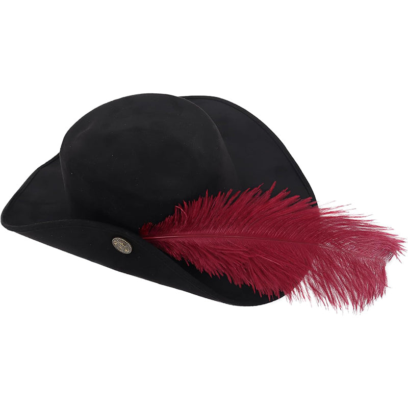 Unisex Medieval Renaissance Musketeer Hat Colonial Tricorn Headwear Hat Costume Accessories