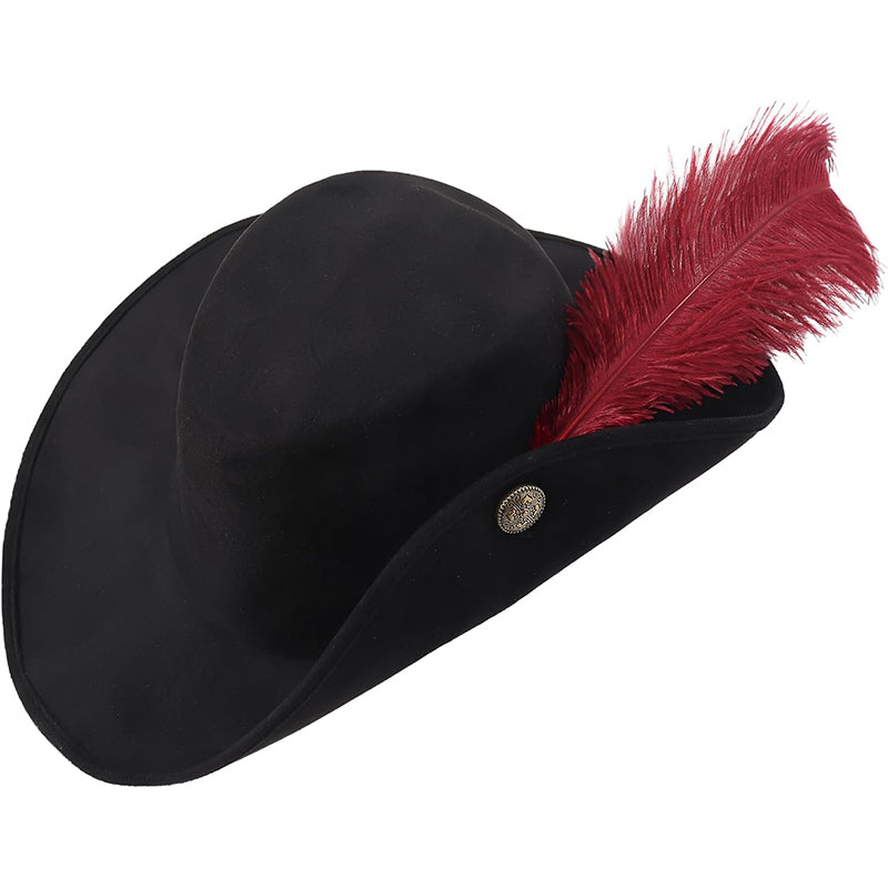 Unisex Medieval Renaissance Musketeer Hat Colonial Tricorn Headwear Hat Costume Accessories