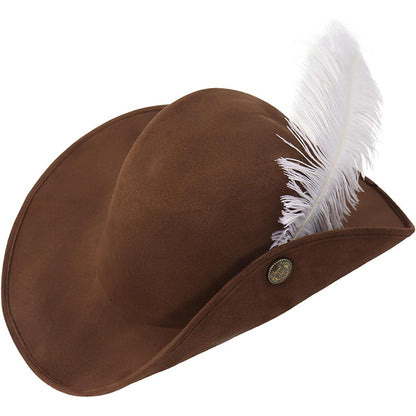 Unisex Medieval Renaissance Musketeer Hat Colonial Tricorn Headwear Hat Costume Accessories