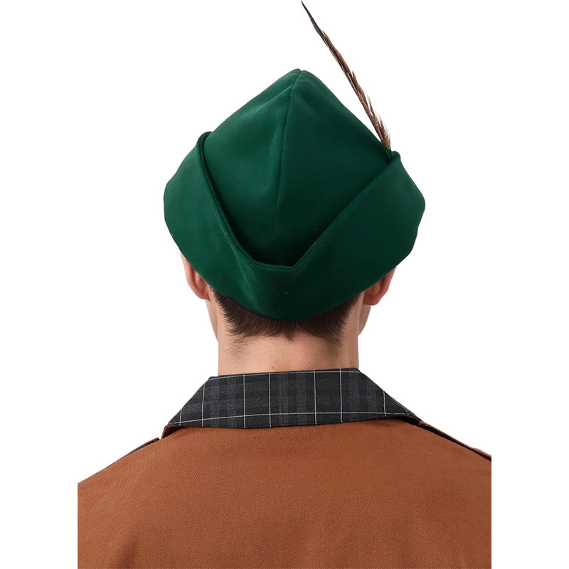 Unisex Medieval Renaissance Robin Hat With Feather Felt Bycocket Hunter Hats Costume Accessories