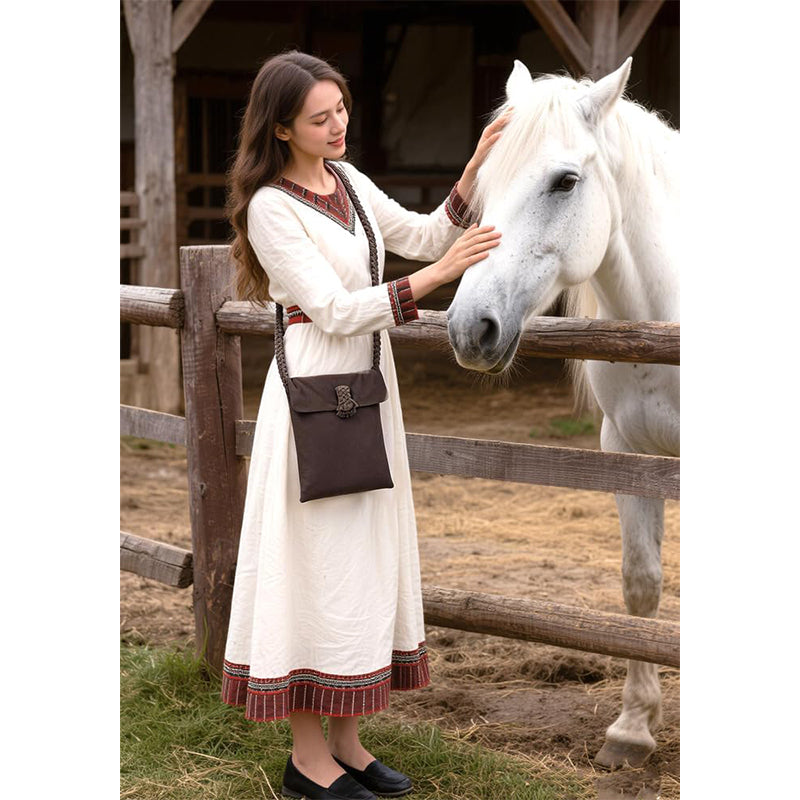 Unisex Medieval Shoulder Bag Renaissance Crossbody Handbag With Braid Shape Strap Waist Pack Pouch Cosplay Costume Accessories