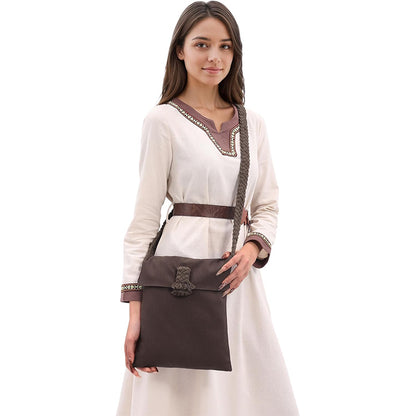 Unisex Medieval Shoulder Bag Renaissance Crossbody Handbag With Braid Shape Strap Waist Pack Pouch Cosplay Costume Accessories