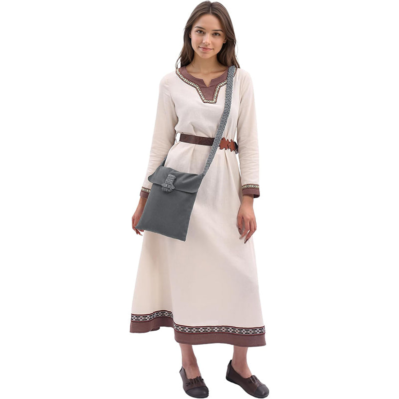 Unisex Medieval Shoulder Bag Renaissance Crossbody Handbag With Braid Shape Strap Waist Pack Pouch Cosplay Costume Accessories