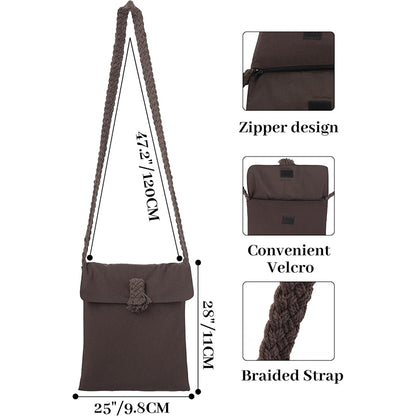 Unisex Medieval Shoulder Bag Renaissance Crossbody Handbag With Braid Shape Strap Waist Pack Pouch Cosplay Costume Accessories