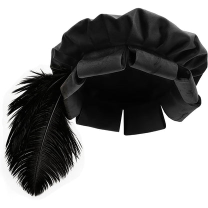 Unisex Medieval Split Brim Beret Cap Renaissance Tudor Hat With Feather Ren Faire Headwear Costume Accessories