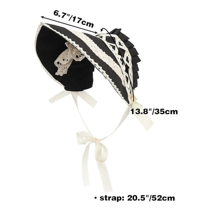 Victorian Lace Bonnet Hat Colonial Pioneer Head-wear Christmas Carol Tea Party Costume Sun Cap for Women